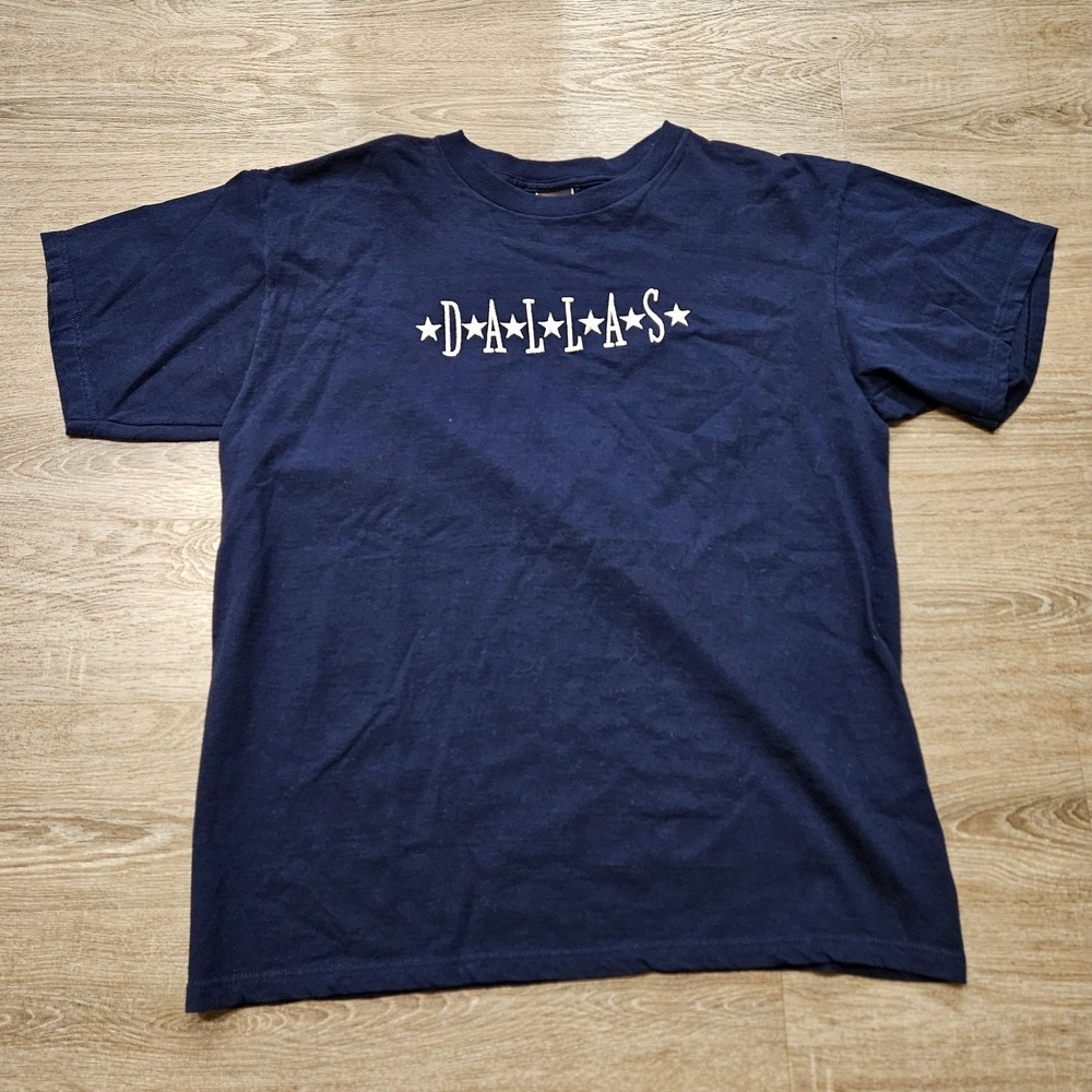 Vintages 90s Dallas Texas Star T Shirt Mens L Navy Embroidered